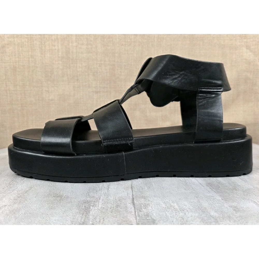 Torrid Women's Black Chunky Wedge Heel Gladiator‎ Sandals Grunge Goth Sz 10.5WW